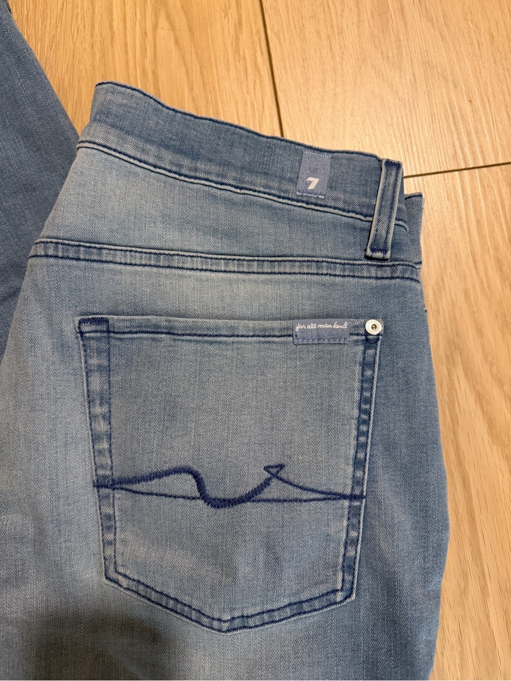 7 For All Mankind Light Blue Skinny Jeans with Signature Back Stitch